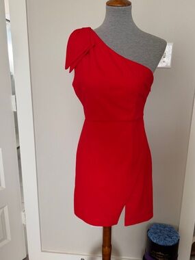 Lulus Tailored Just For You Red One-Shoulder Bodycon Mini Dress
